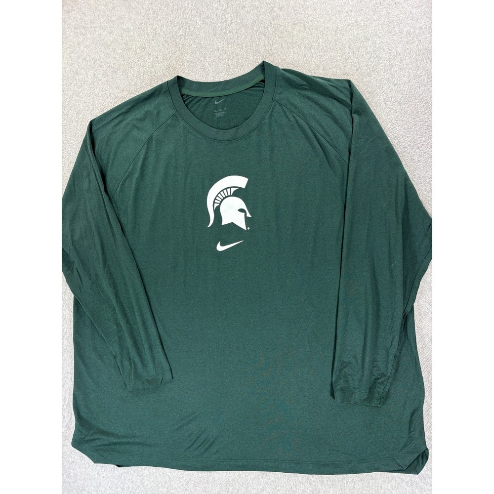 Michigan State Spartans Nike Performance Athletic L/S Shirt (Men's 3XL) Green